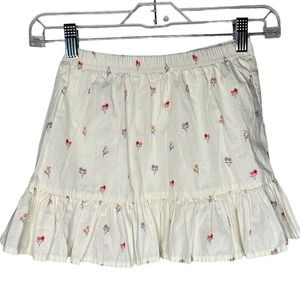 Gymboree Skirt Girls 5 6 White Pink Micro Floral Peasant Skirt‎ Ruffle Bohemian